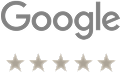 Google logo with five stars rating.